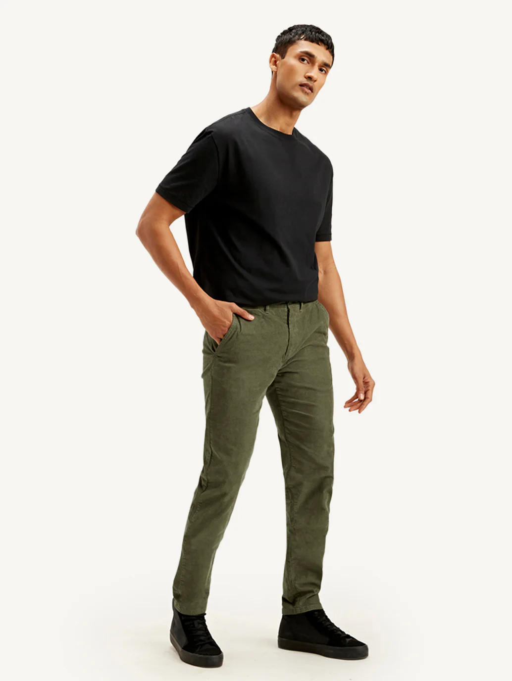 Men's Olive Slim Tapered Fit Chinos - Image 5