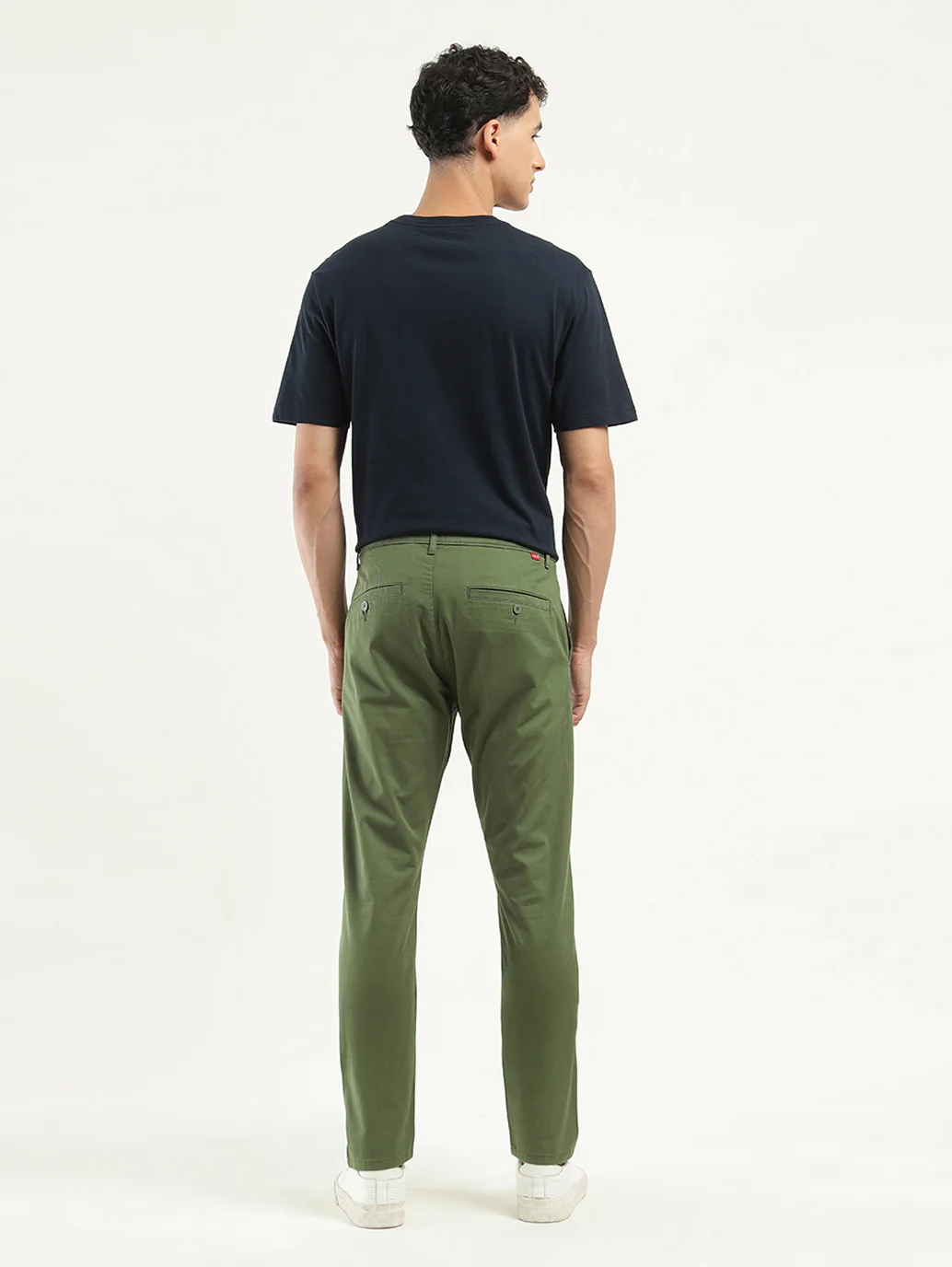 Men's Olive Slim Tapered Fit Chinos - Image 3