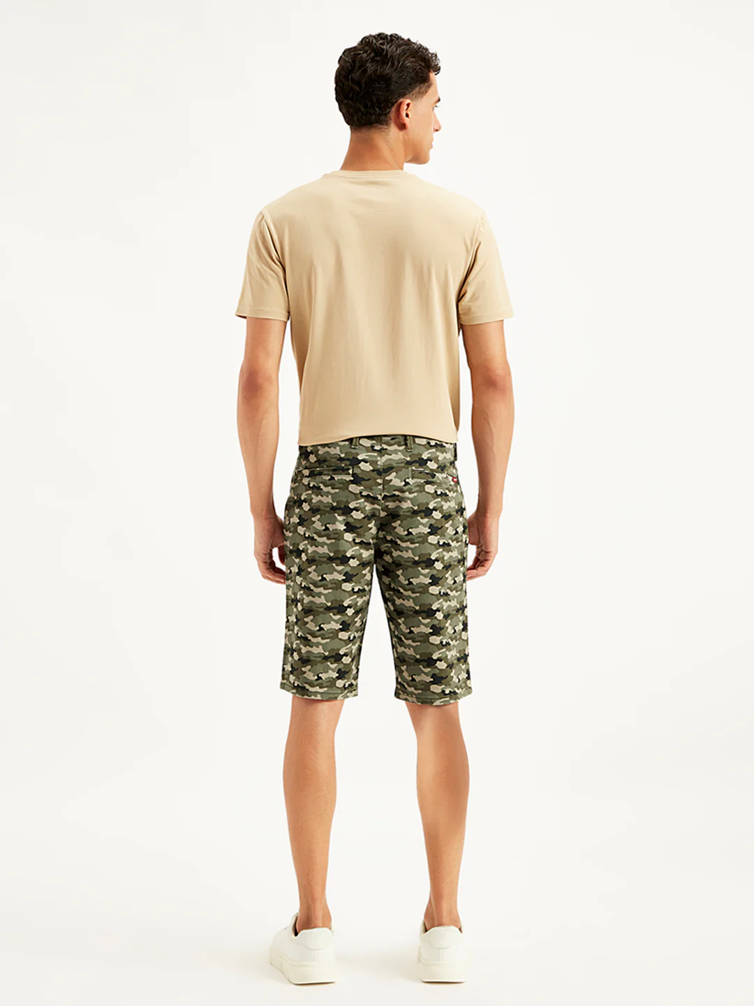 Men's Olive Tapered Chino Shorts - Image 2