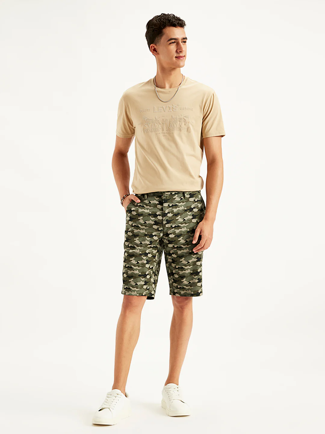 Men's Olive Tapered Chino Shorts - Image 5