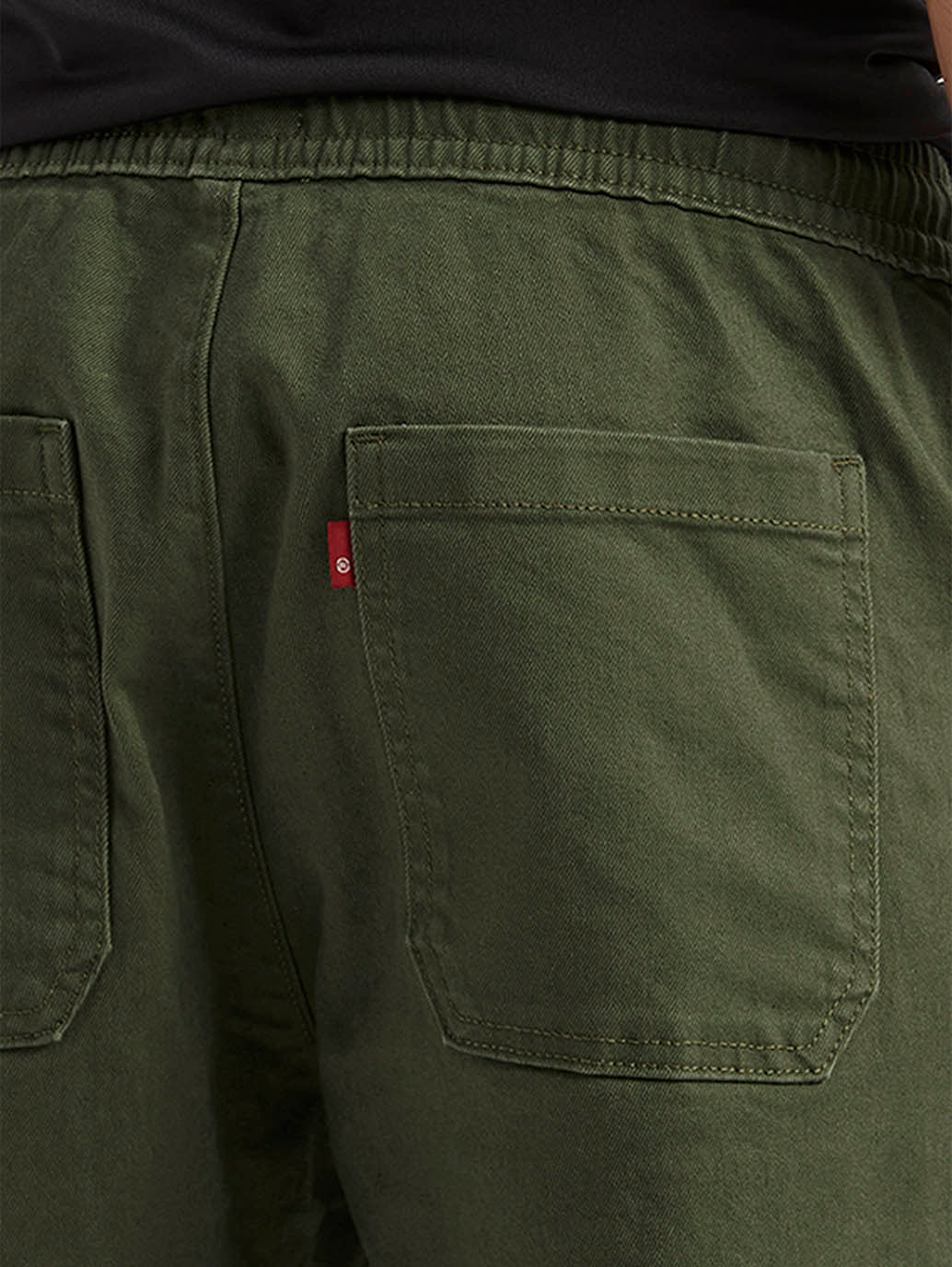 Men's Olive Tapered Fit Cargo Trousers - Image 3