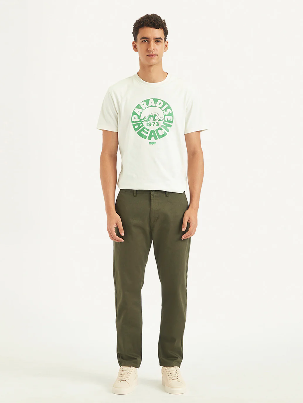 Men's Olive Tapered Trousers - Image 3