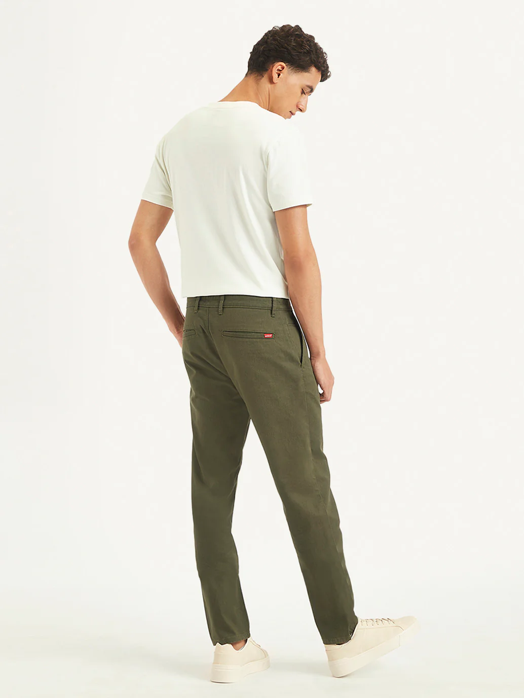 Men's Olive Tapered Trousers - Image 4