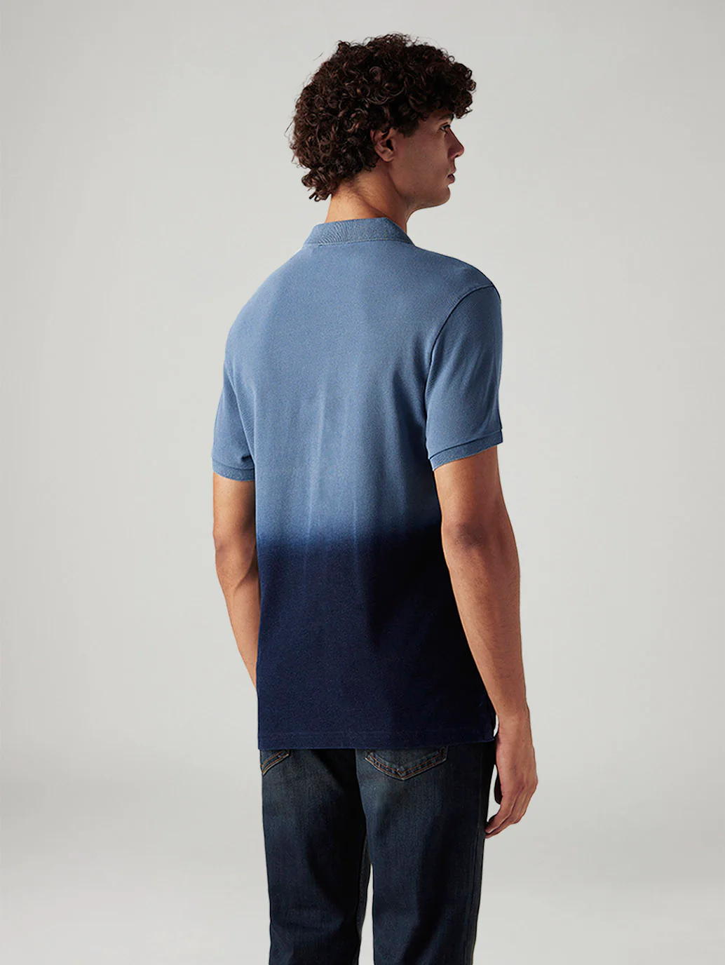 Men's Ombre Blue Slim Fit Polo T-shirt - Image 2