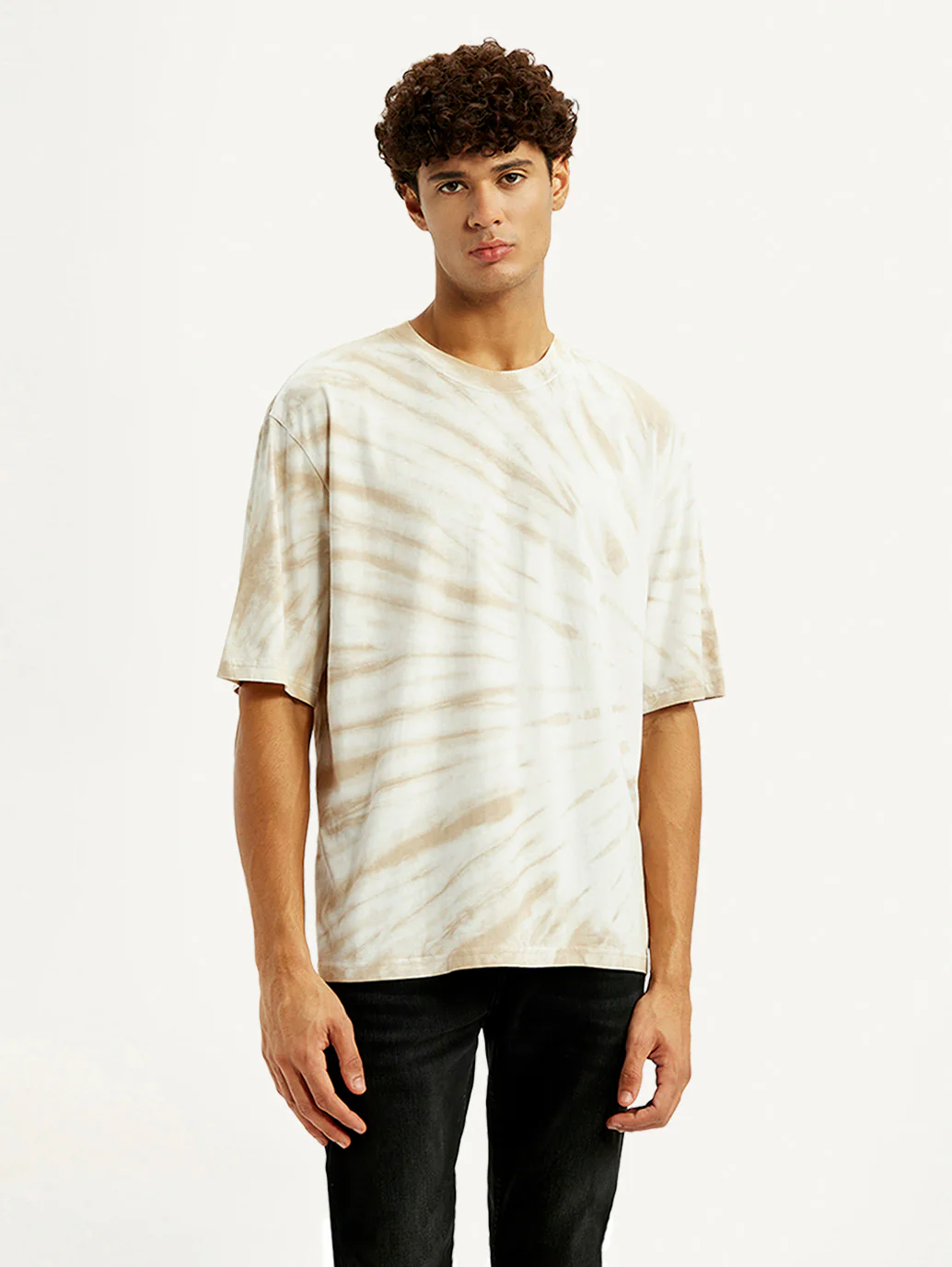 Men's Overdyed Cream Loose Fit T-shirt - Image 3