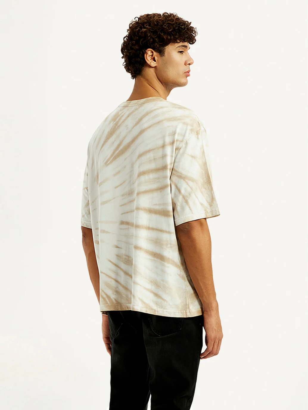 Men's Overdyed Cream Loose Fit T-shirt - Image 4