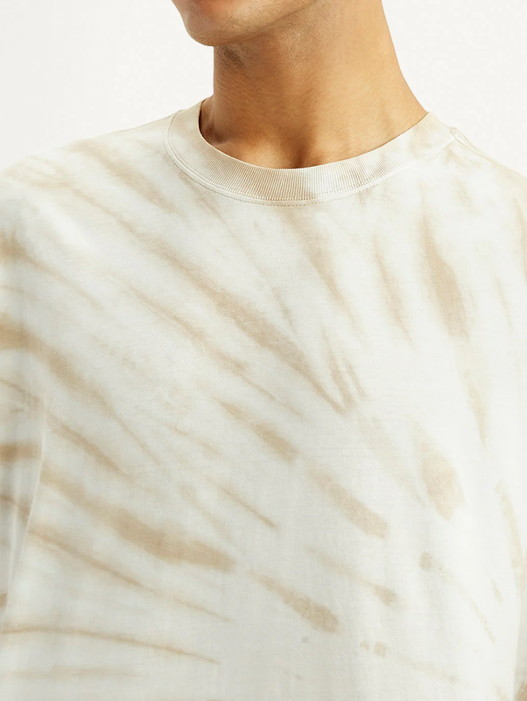 Men's Overdyed Cream Loose Fit T-shirt - Image 5