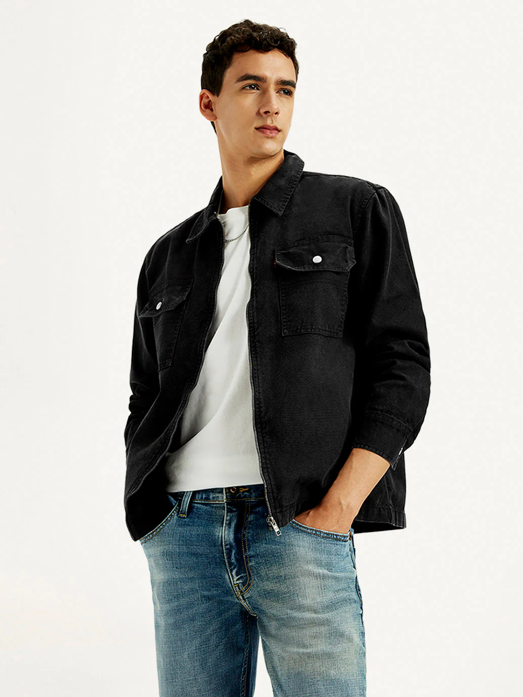 Men's Overdyed Solid Black Shacket