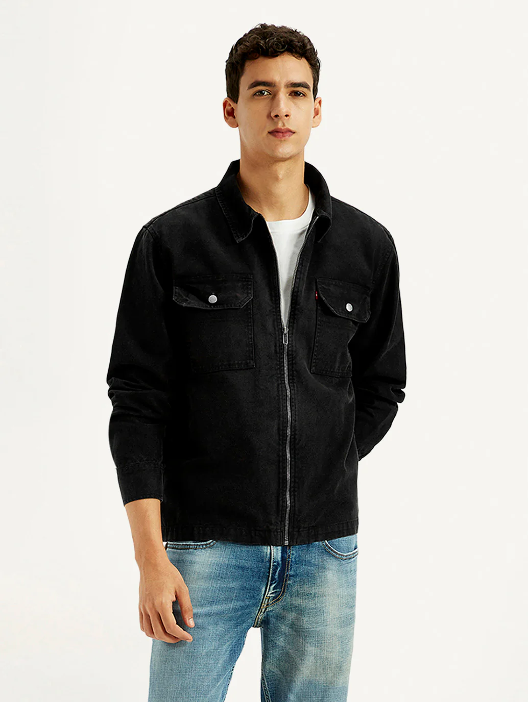 Men's Overdyed Solid Black Shacket - Image 2
