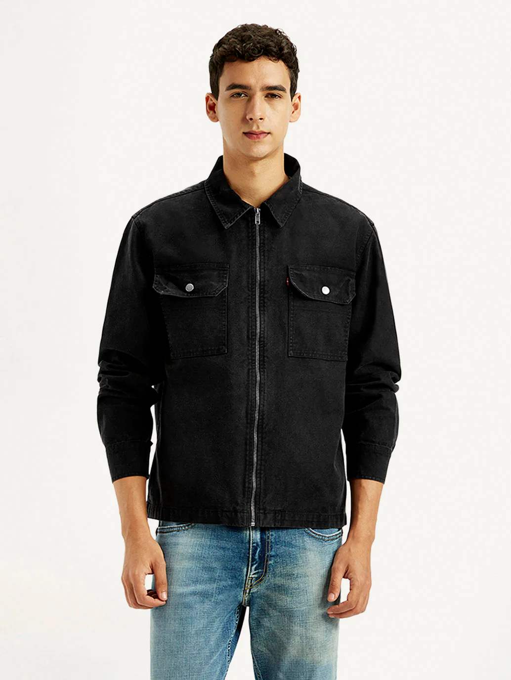 Men's Overdyed Solid Black Shacket - Image 3