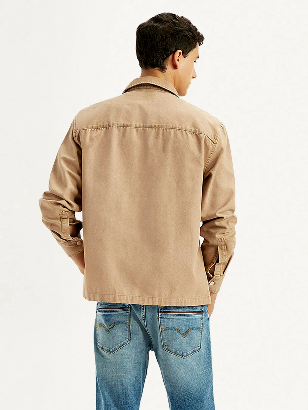 Men's Overdyed Solid Tan Shacket - Image 4