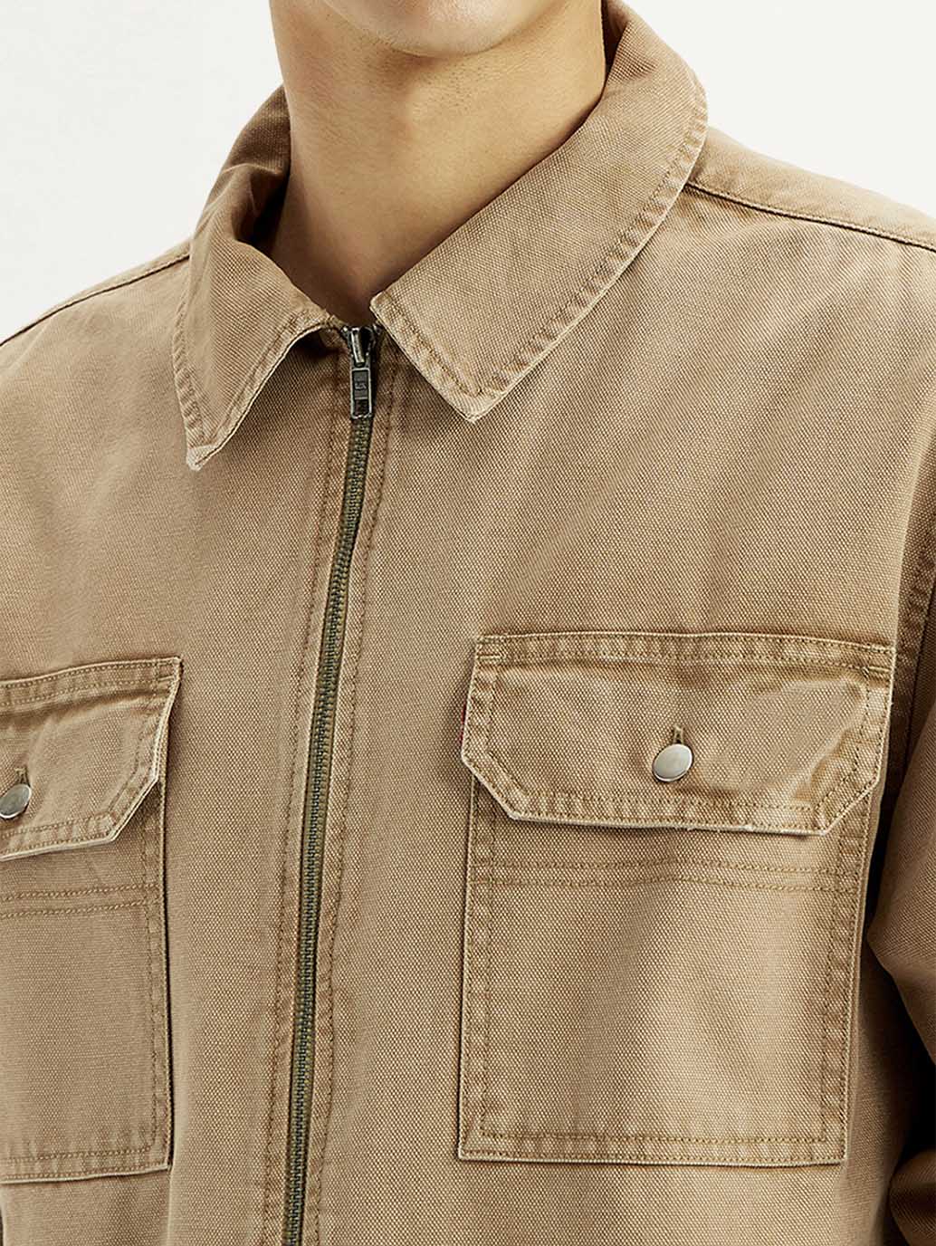Men's Overdyed Solid Tan Shacket - Image 5