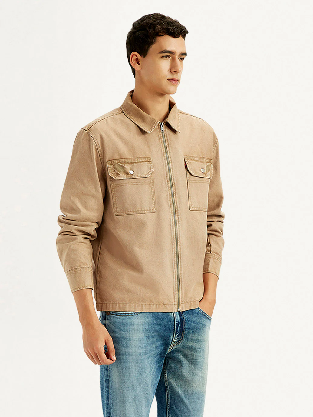 Men's Overdyed Solid Tan Shacket - Image 6