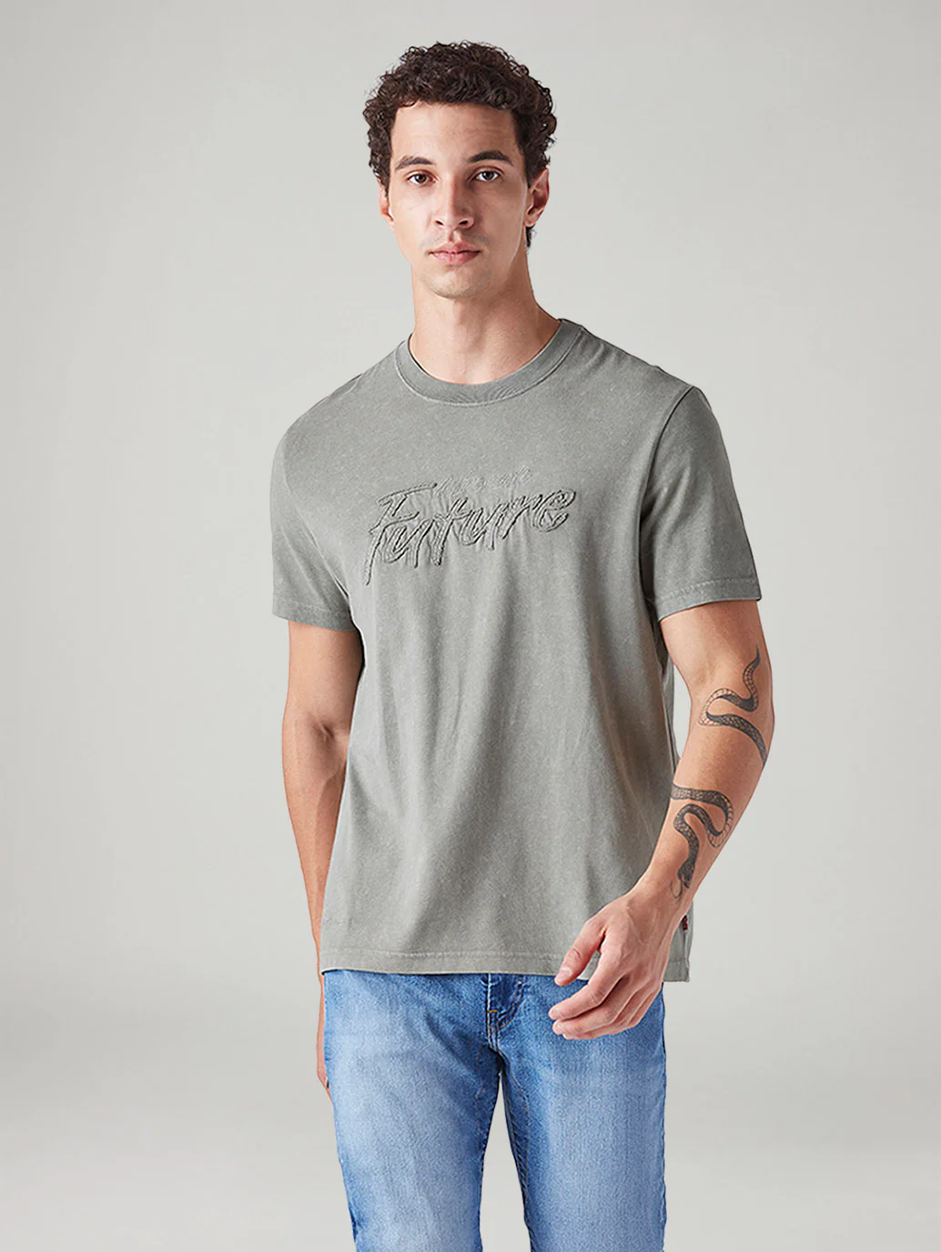 Men's Patchwork Regular Fit Overdyed T-Shirt - Image 2