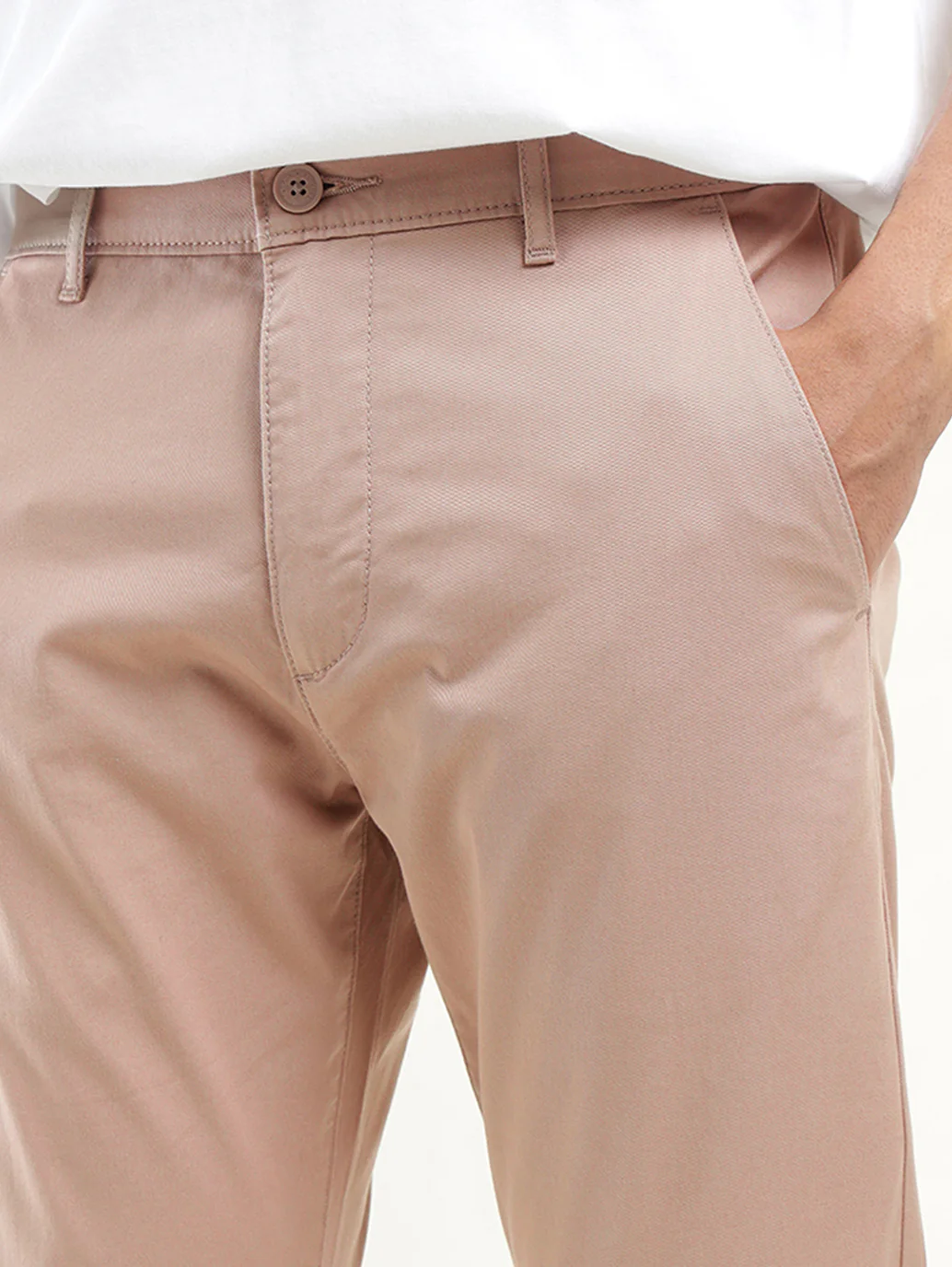 Men's Peach Slim Tapered Fit Trousers - Image 4