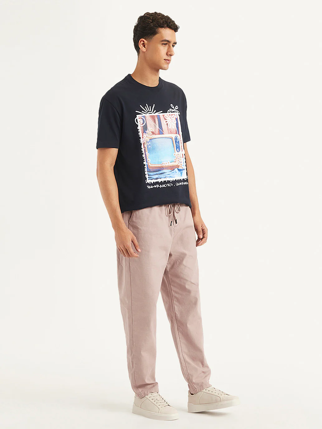 Men's Pink Regular Fit Joggers - Image 3