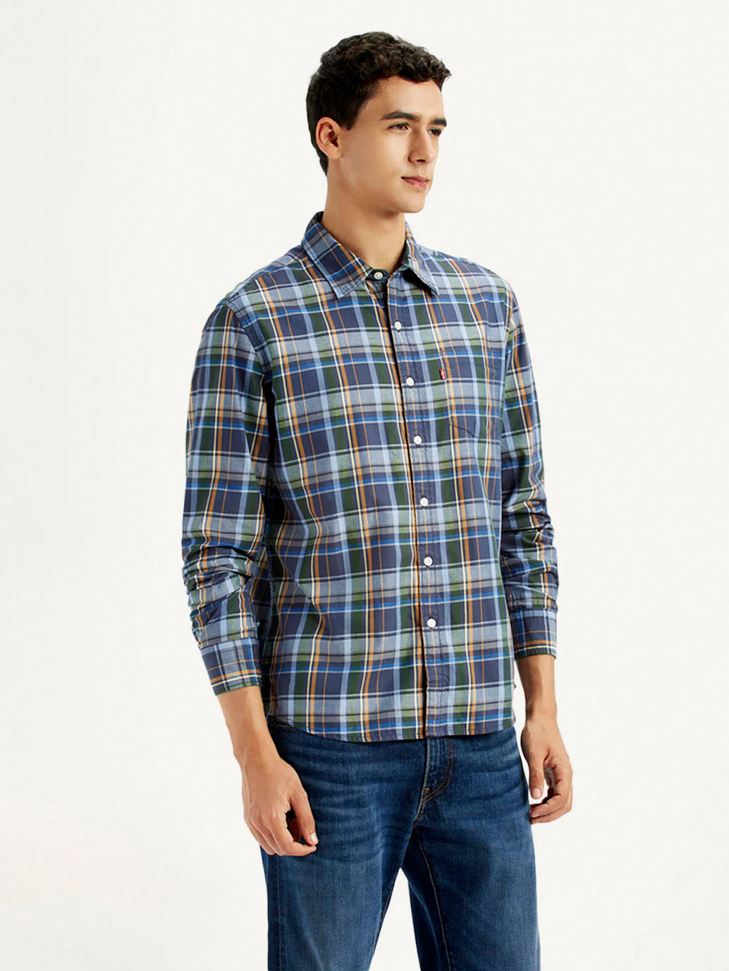 Men's Plaid Multi Color Slim Fit Shirt - Image 5
