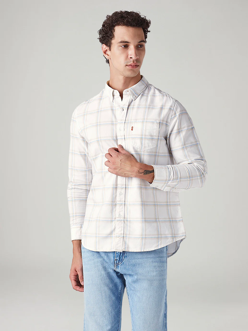 Men's Plaid Slim Fit Oxford Shirt
