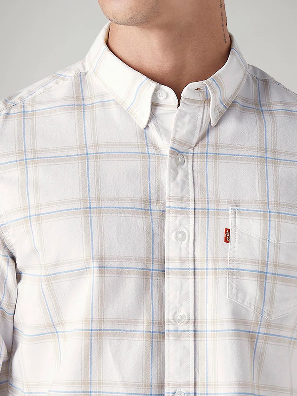 Men's Plaid Slim Fit Oxford Shirt - Image 4