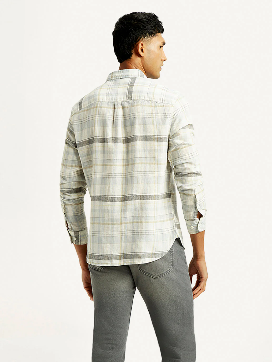 Men's Plaid Slim Fit Linen Shirt - Image 2
