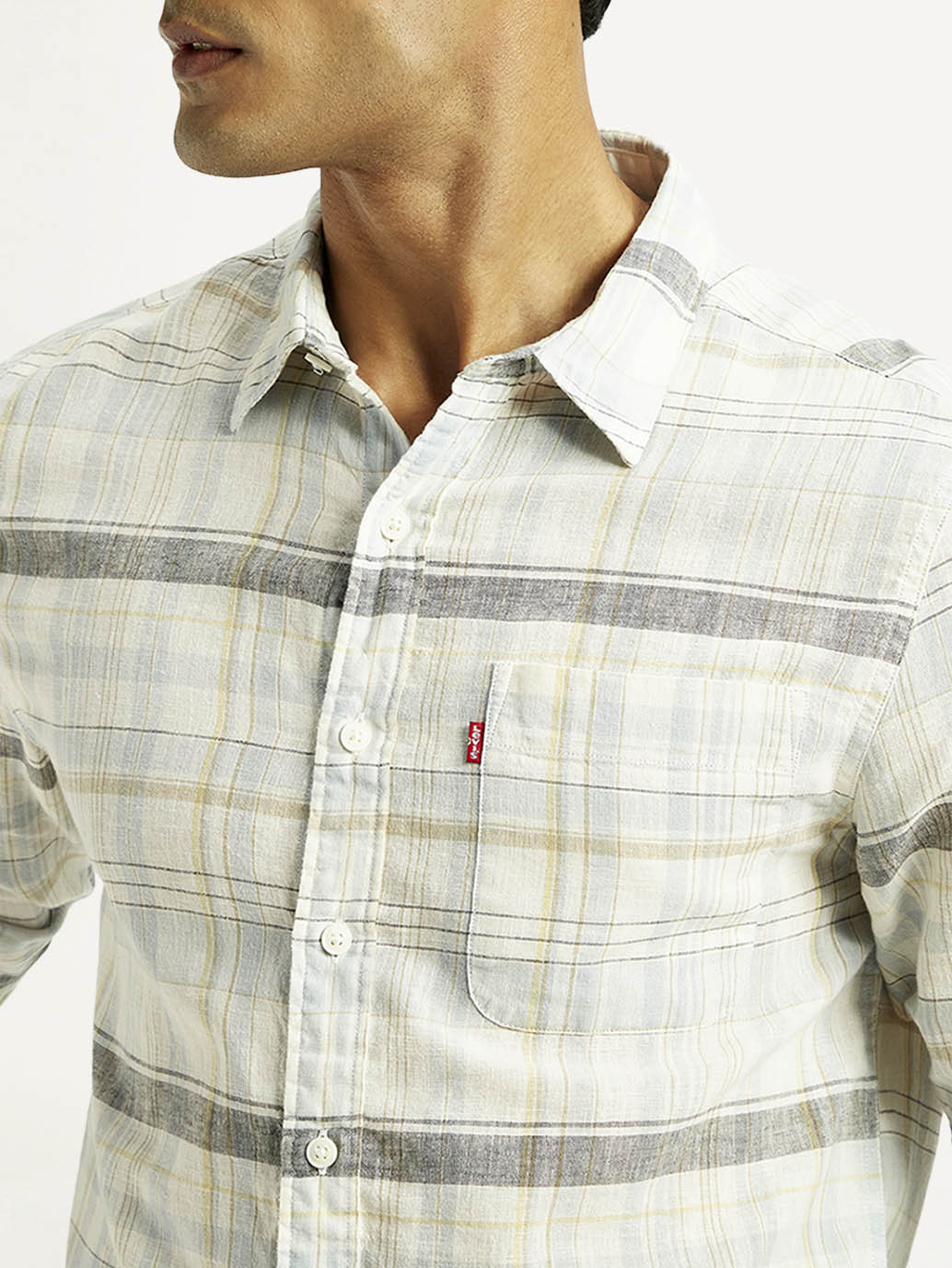 Men's Plaid Slim Fit Linen Shirt - Image 3