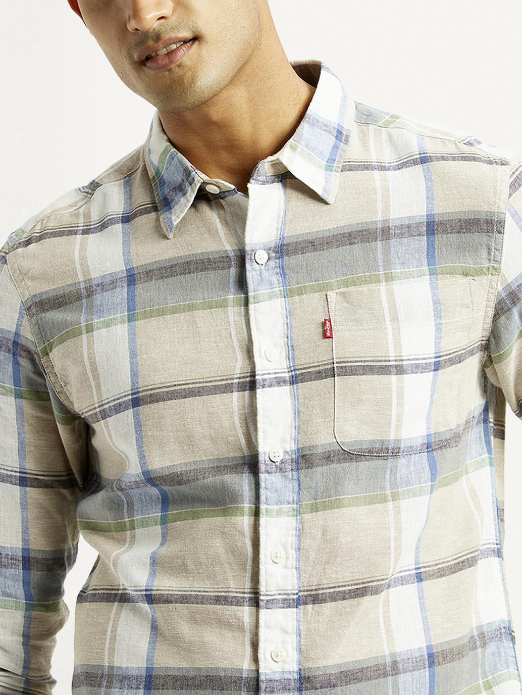 Men's Plaid Slim Fit Linen Shirt - Image 4