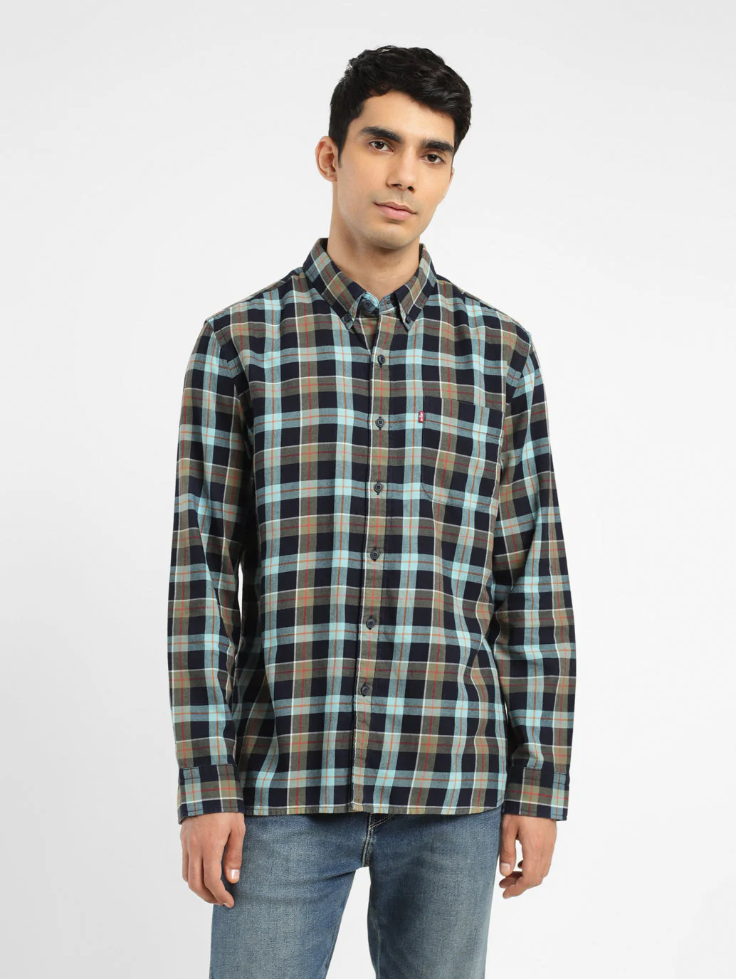 Men's Checkered Spread Collar Shirt - Image 2