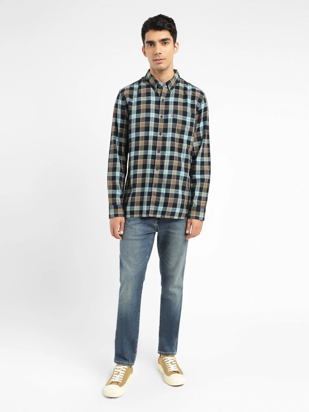 Men's Checkered Spread Collar Shirt - Image 6