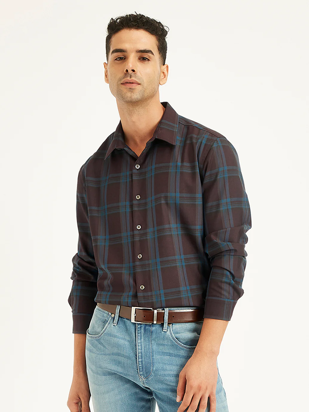 Men's Redloop Plaid Slim Fit Shirt - Image 3