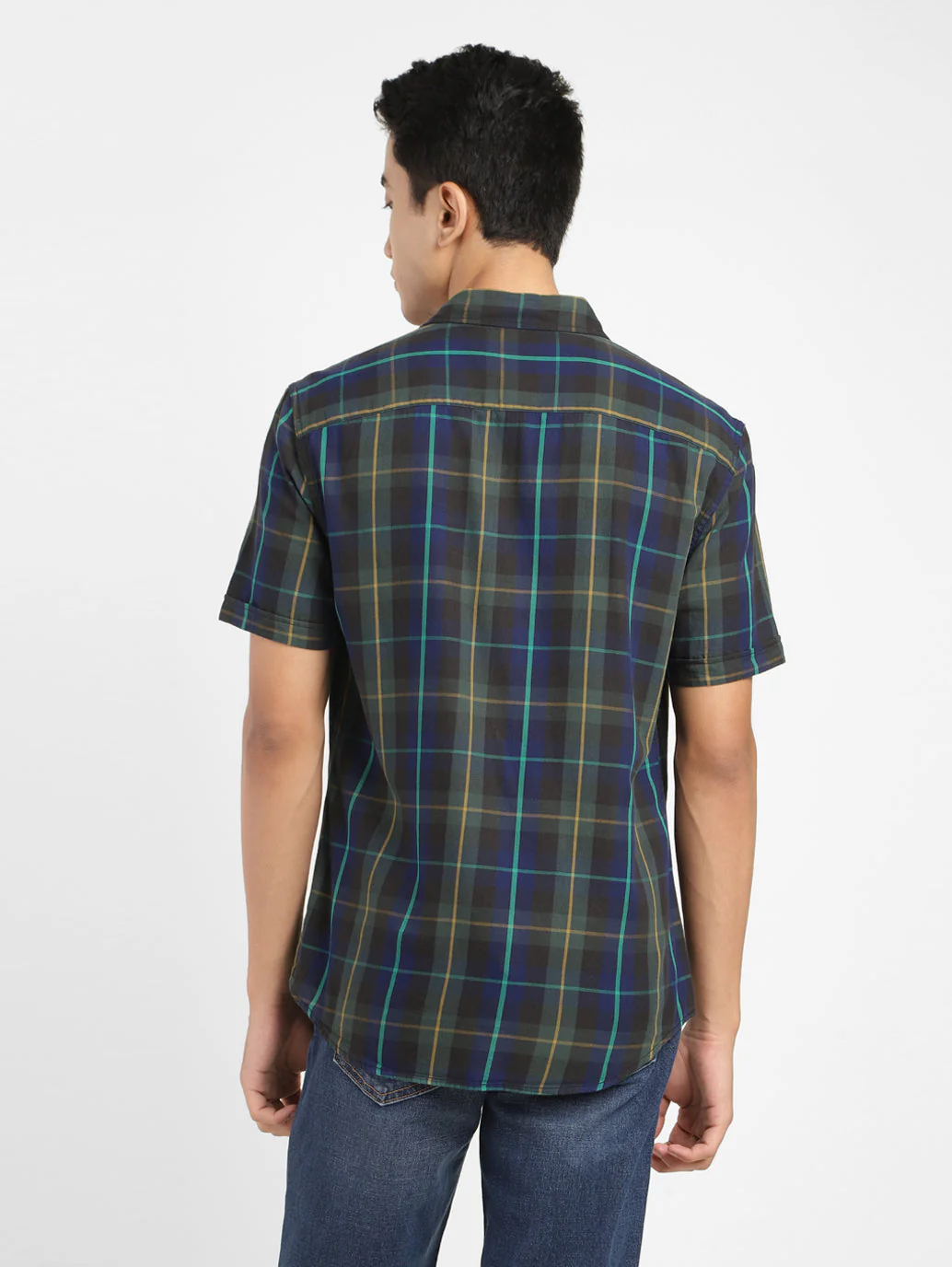 Men's Checkered Spread Collar Shirt - Image 3