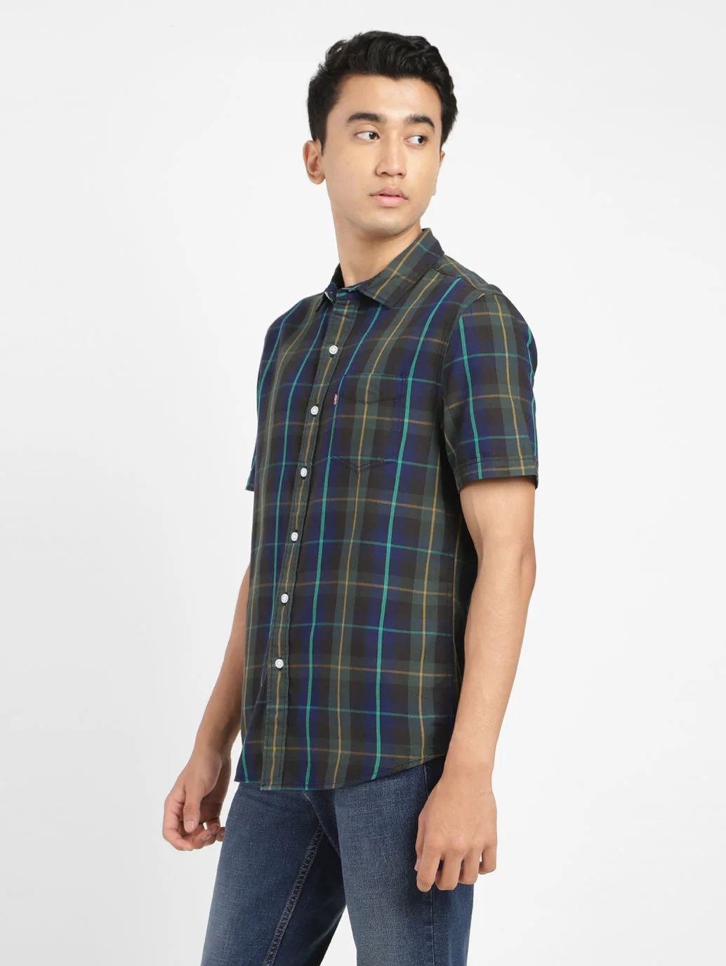 Men's Checkered Spread Collar Shirt - Image 4