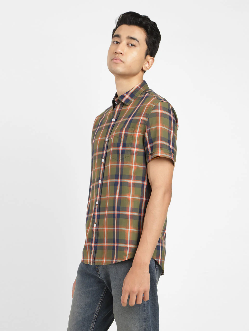 Men's Checkered Spread Collar Shirt - Image 4