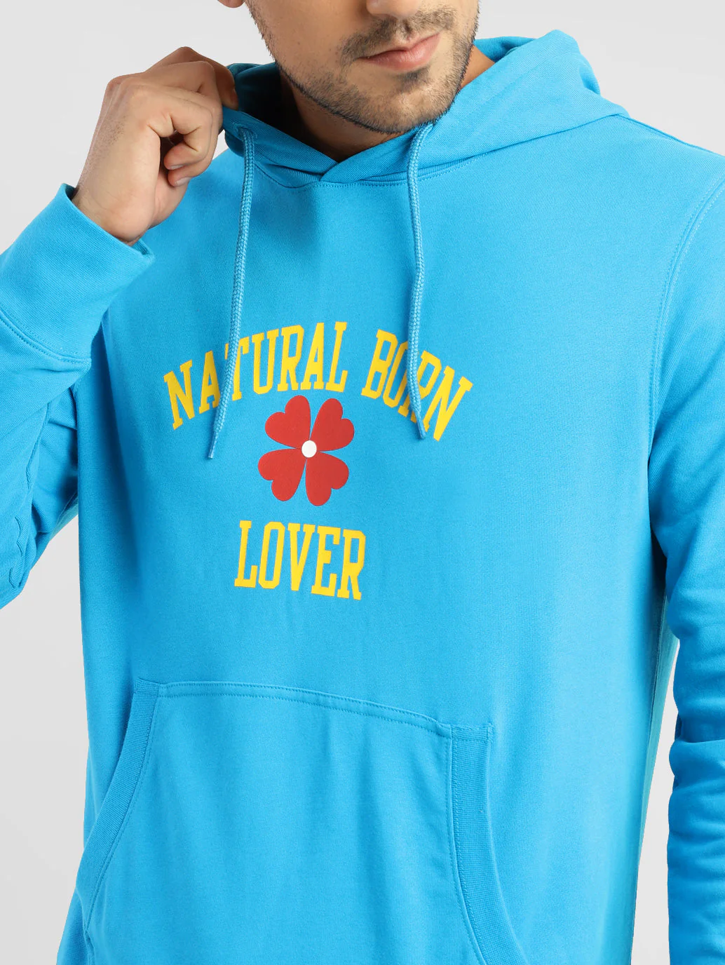 Men's Printed Hooded Sweatshirt Blue - Image 4