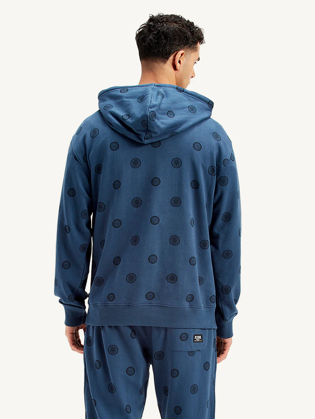 Men's Printed Navy Hooded Sweatshirt - Image 4