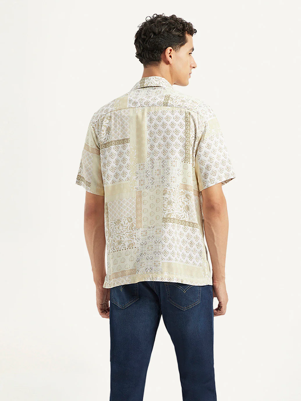 Men's Printed Resort Collar Loose Fit Linen Shirt - Image 3