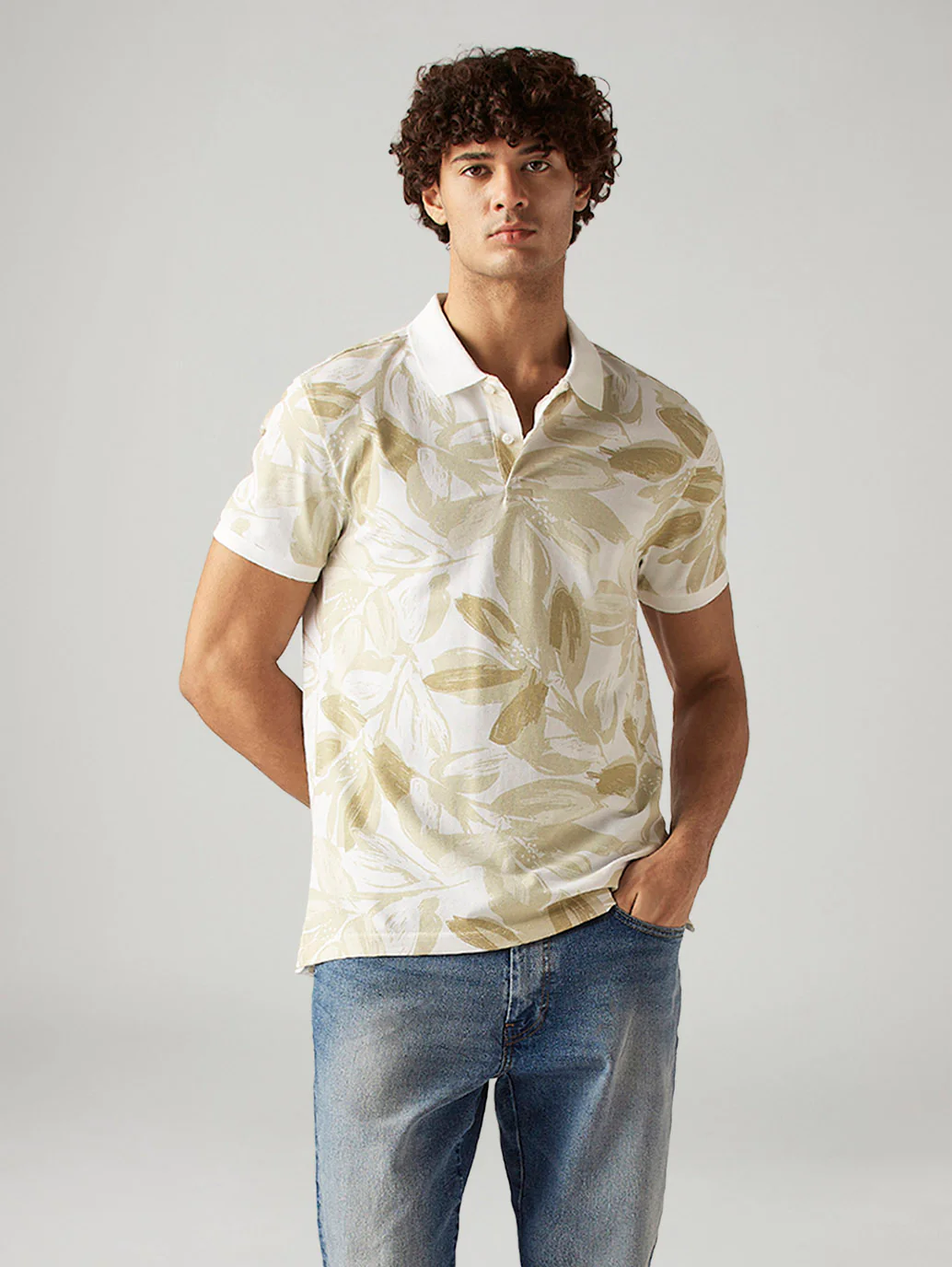 Men's Printed Slim Fit Pique Polo T-Shirt
