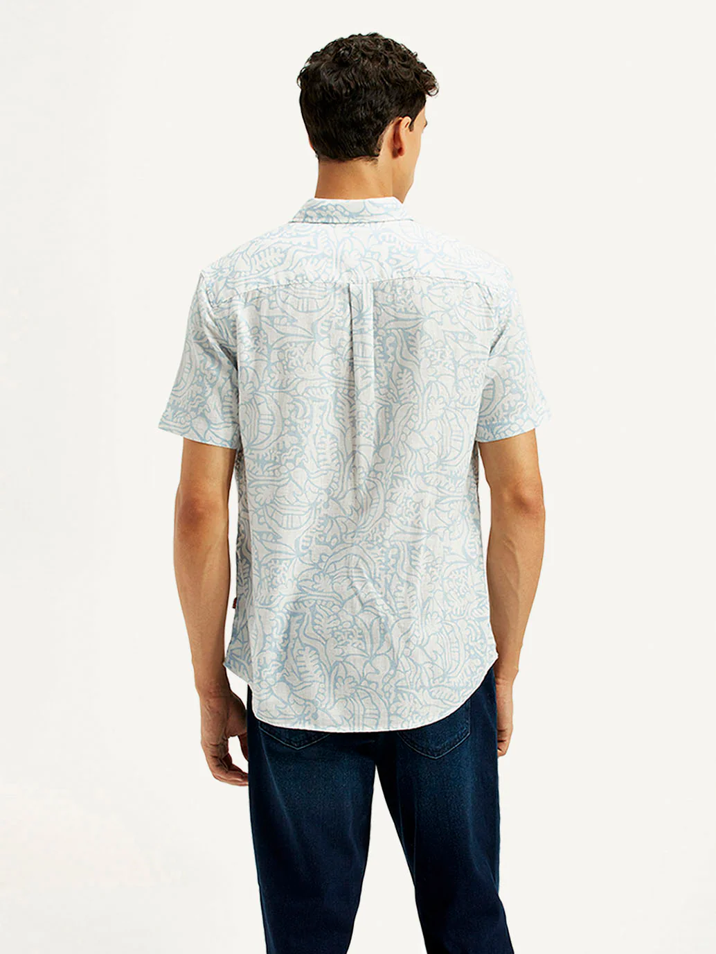 Men's Printed Slim Fit Linen Shirt - Image 3