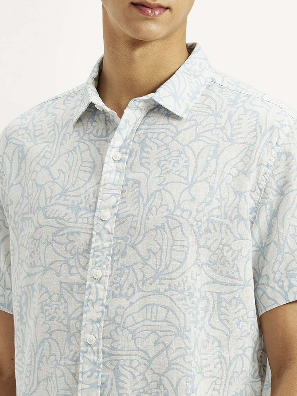 Men's Printed Slim Fit Linen Shirt - Image 4