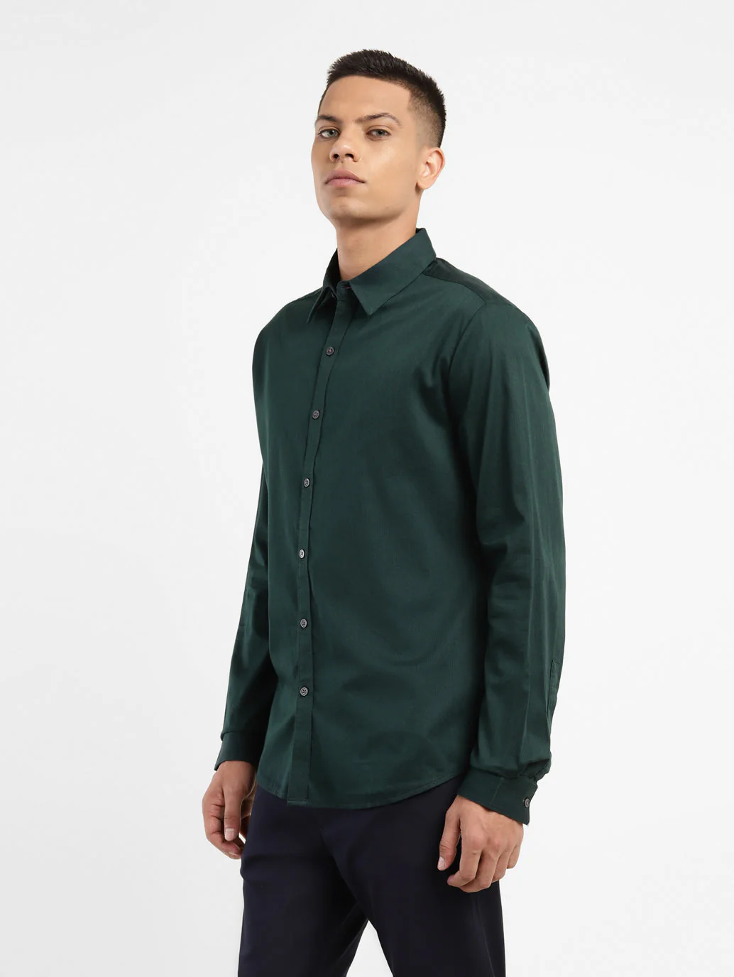 Men's Solid Spread Collar Shirt - Image 4