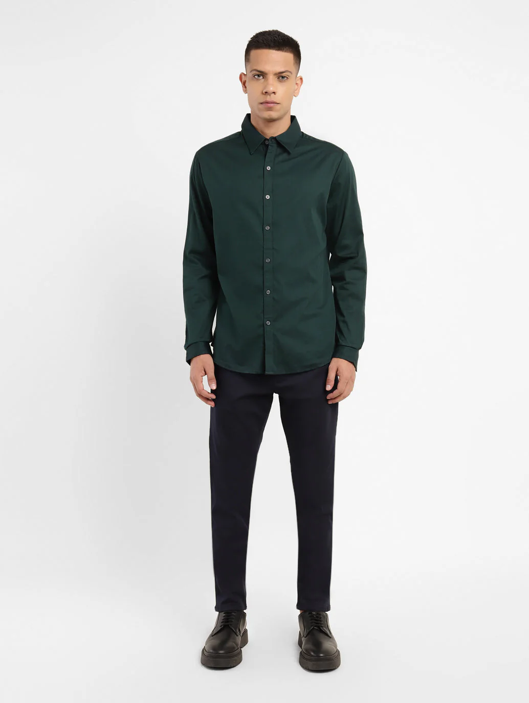 Men's Solid Spread Collar Shirt - Image 6
