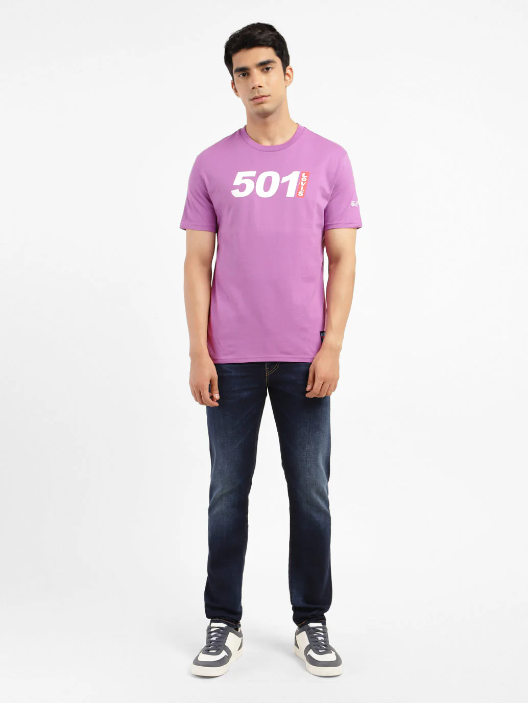 Men's Printed Slim Fit T-shirt Purple - Image 6