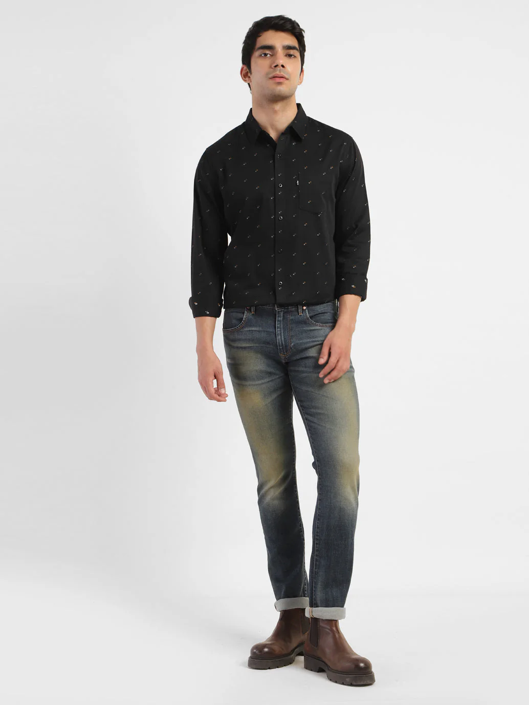 Men's Geometric Print Slim Fit Shirt
