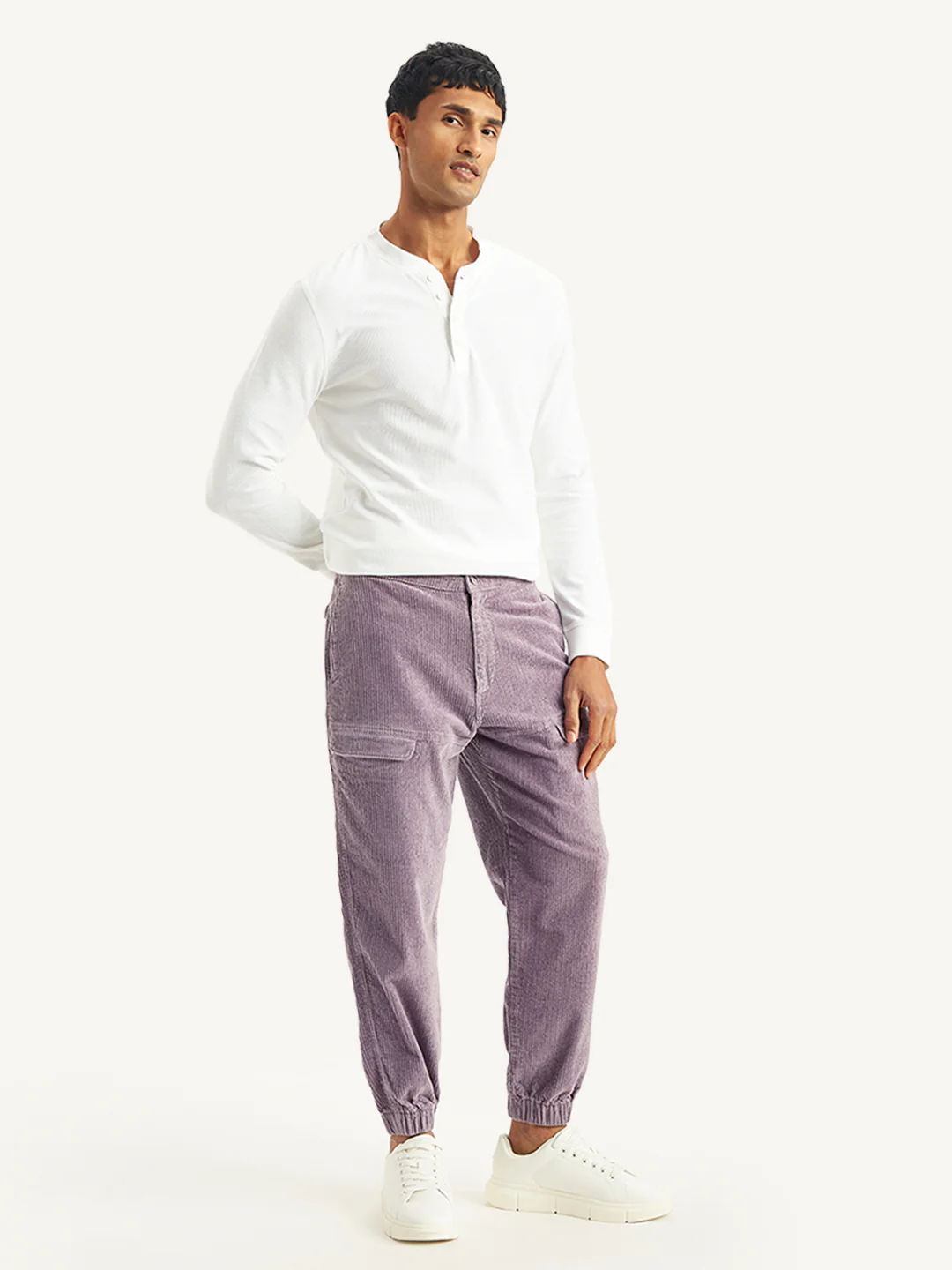 Men's Purple Regular Fit Trousers - Image 3