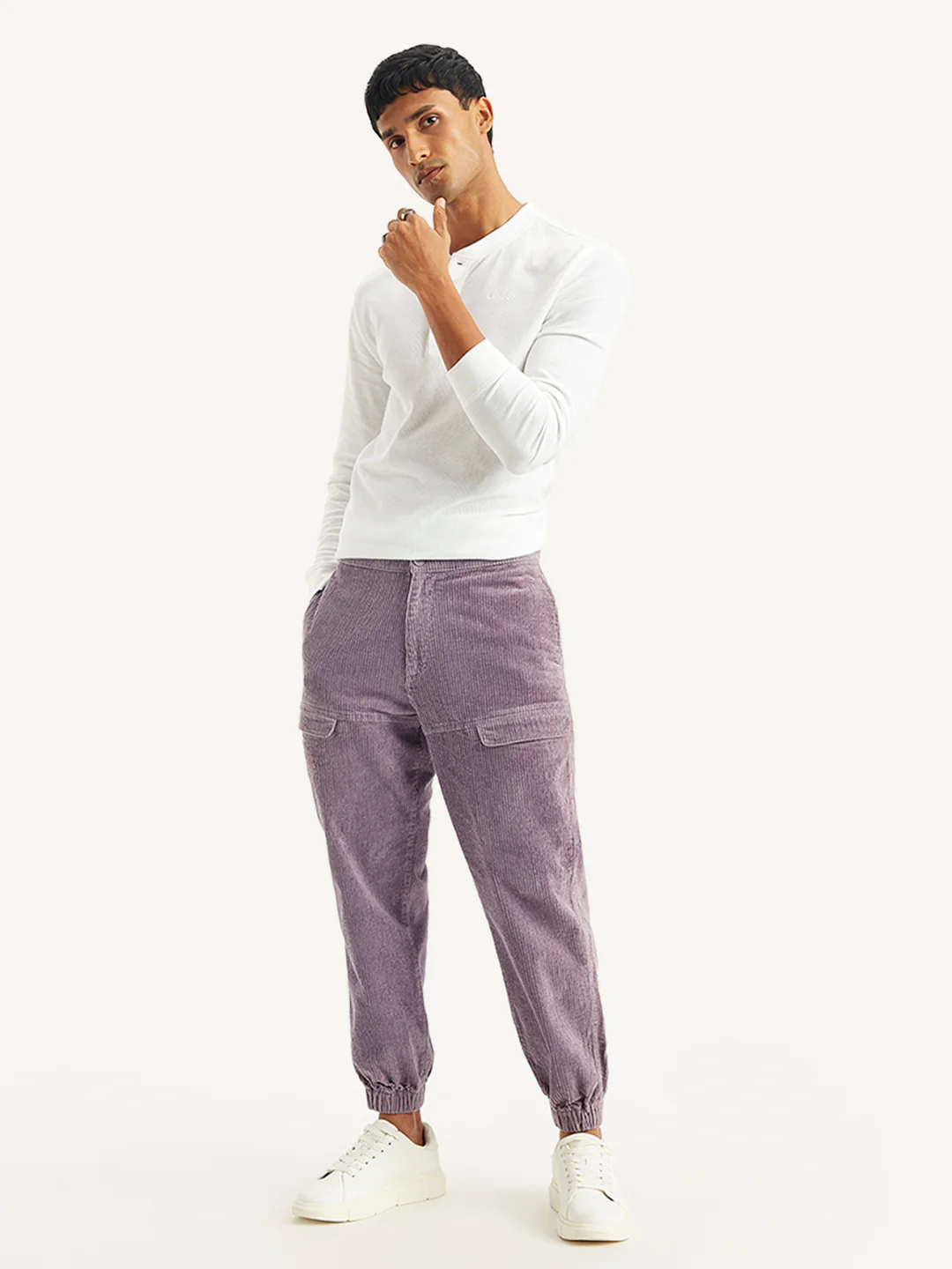 Men's Purple Regular Fit Trousers - Image 5