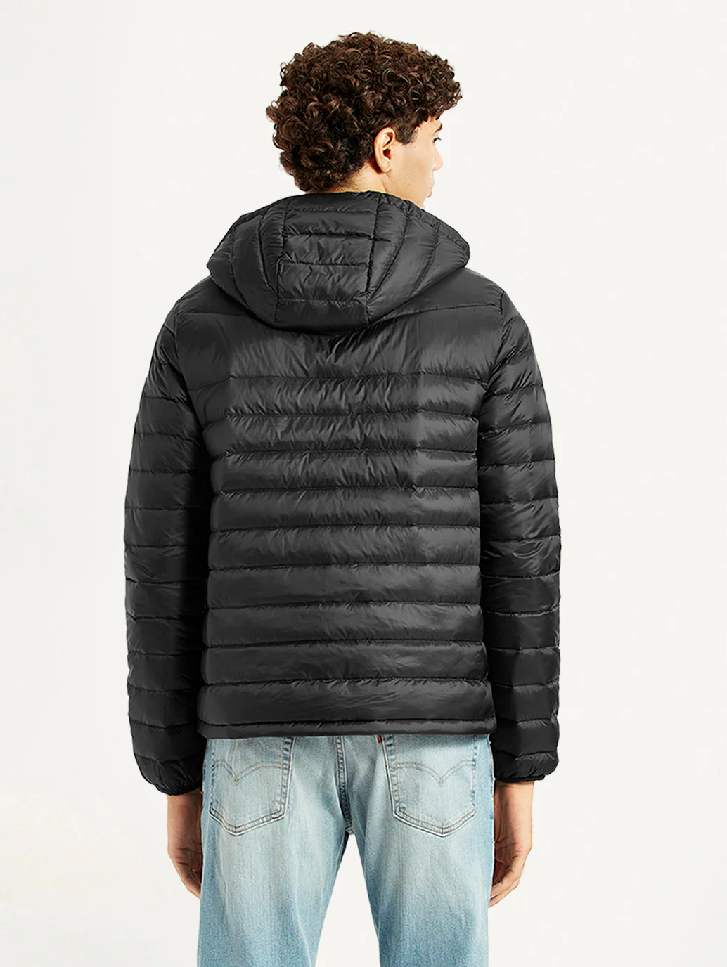 Men's Quilted Black Slim Fit Puffer Jacket - Image 2