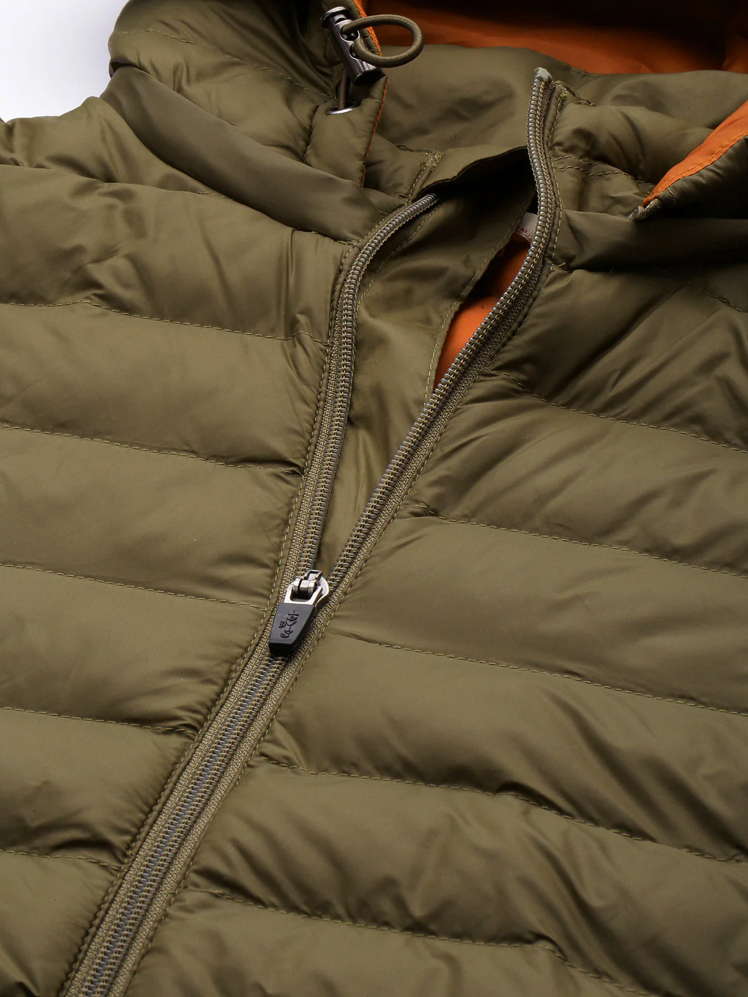Men's Quilted Brown Hooded Puffer Jacket - Image 3