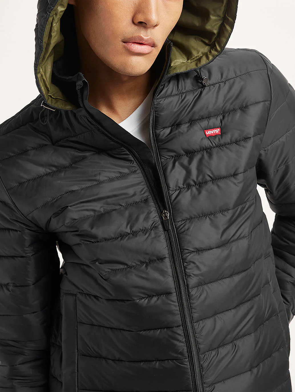 Men's Quilted Black Hooded Puffer Jacket - Image 4