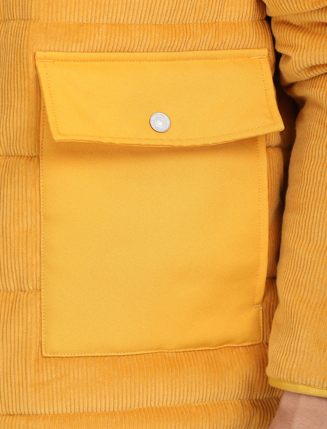 Men's Quilted Yellow Spread Collar Puffer Jacket - Image 6
