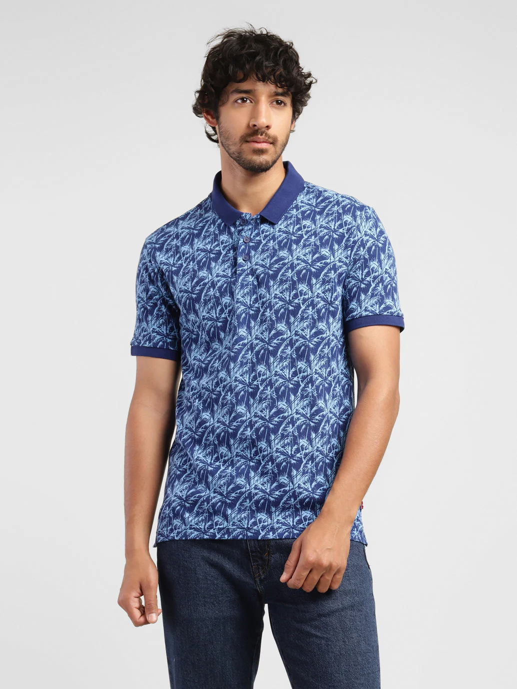 Men's Tropical Print Polo T-shirt - Image 2