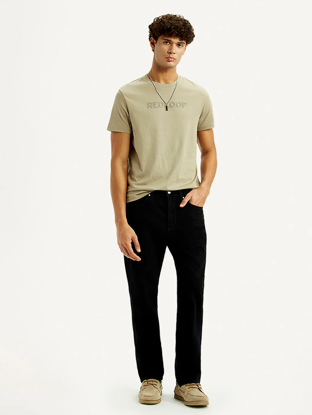 Men's Redloop 505 Black Straight Fit Mid Rise Jeans